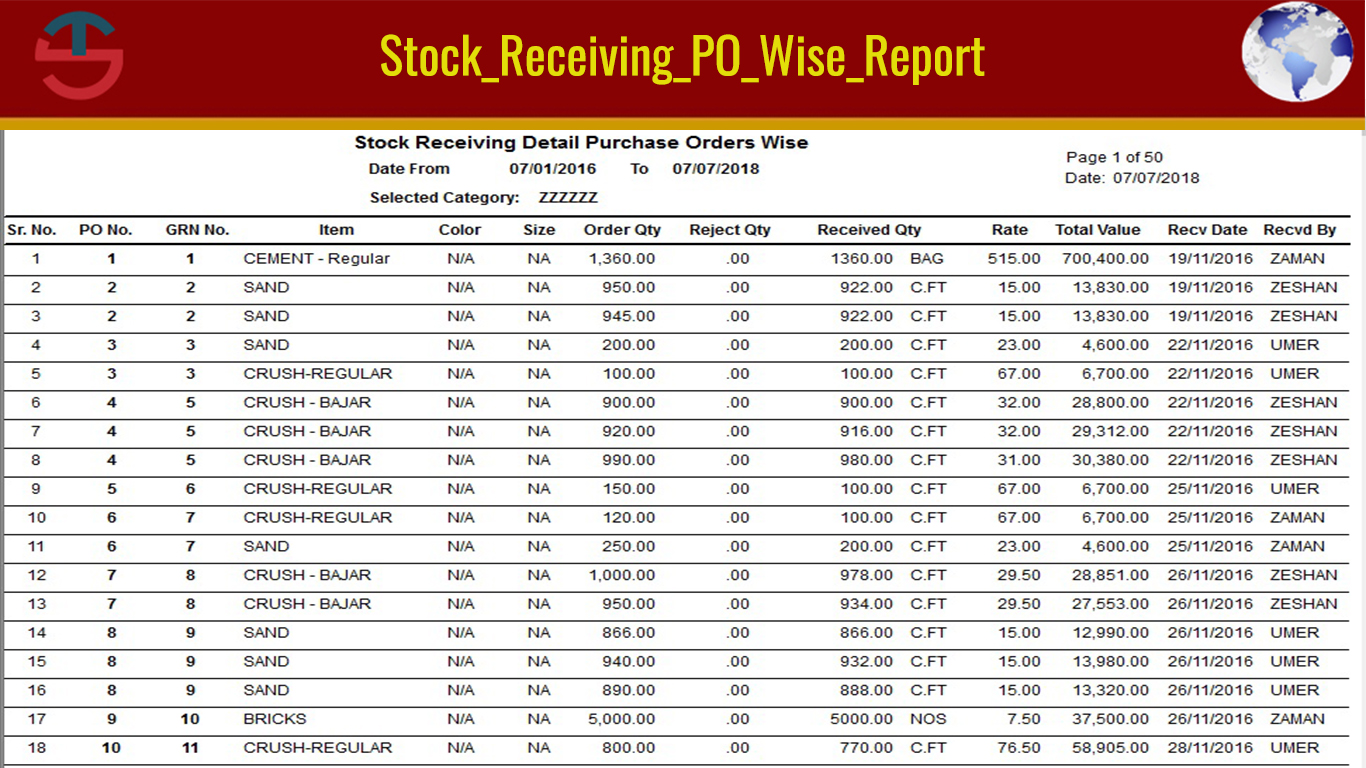 Stock Receiving